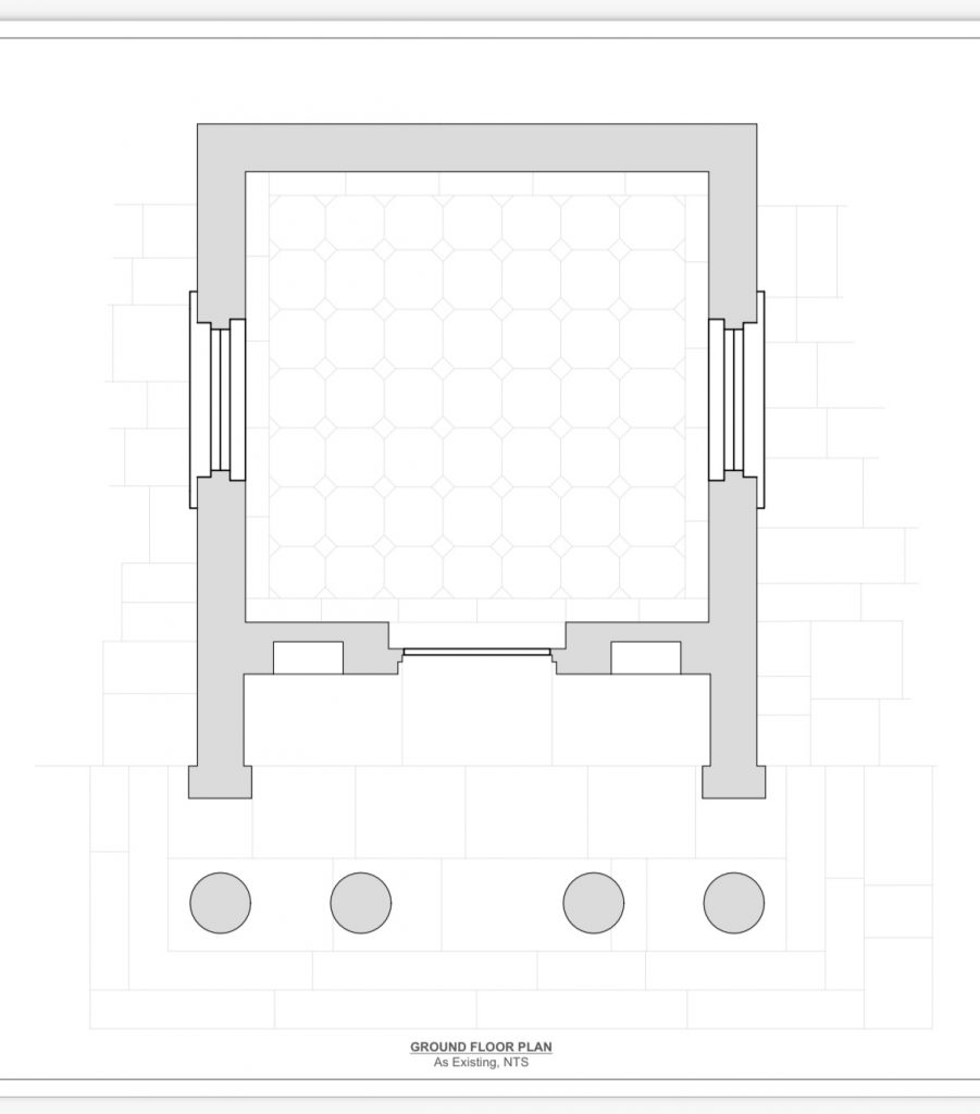 Birds eye architectural plan of Mount Clare Temple