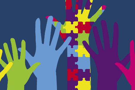 illustration of raised hands in different colours